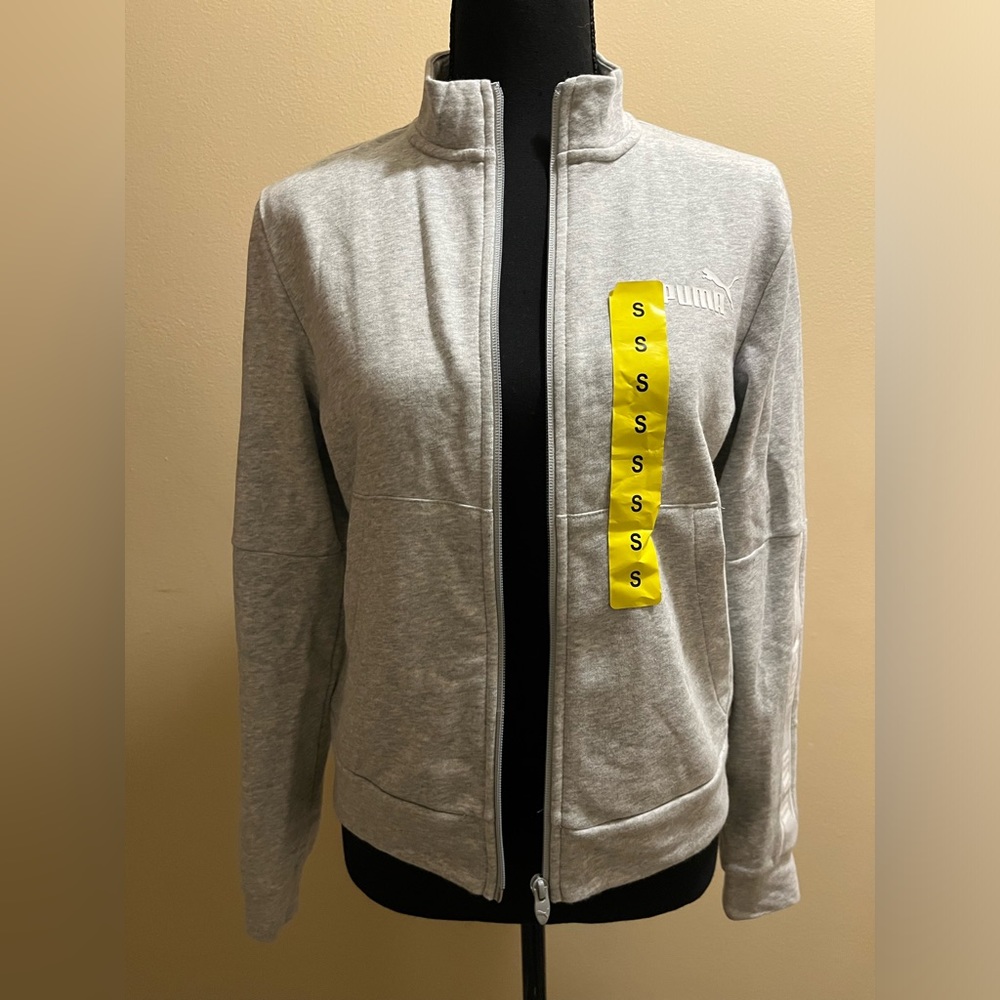 Puma Small Light Grey Cotton-Blend Zip Up - New Without Tags